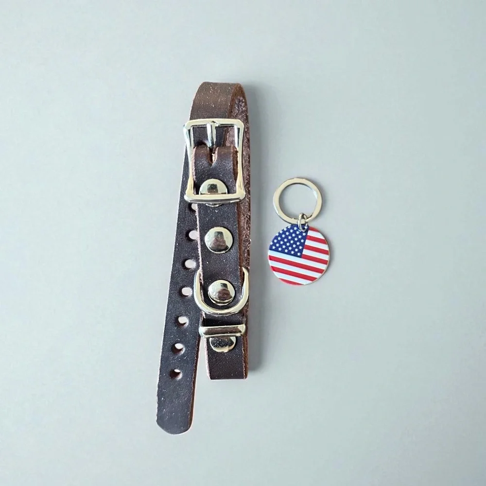 Handmade Brown Leather XS Dog Collar – Classic, Durable, Adjustable Dog Collar
